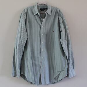 Ralph Lauren Classic Fit Green Stripe Long‎ Sleeve Button Down Shirt XL Tall